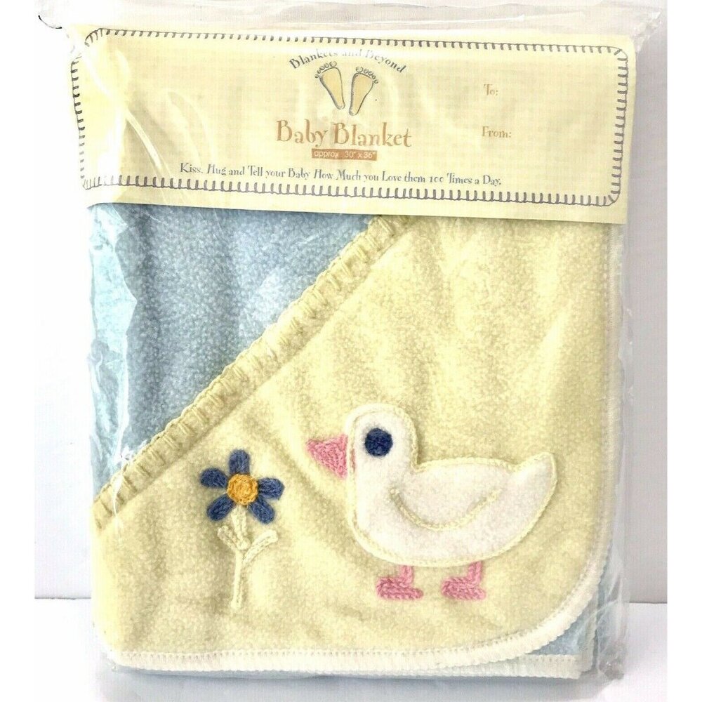 Blankets and Beyond Baby Girl Boy Blanket 30" X 36" Chick Flower Blue Yellow New
